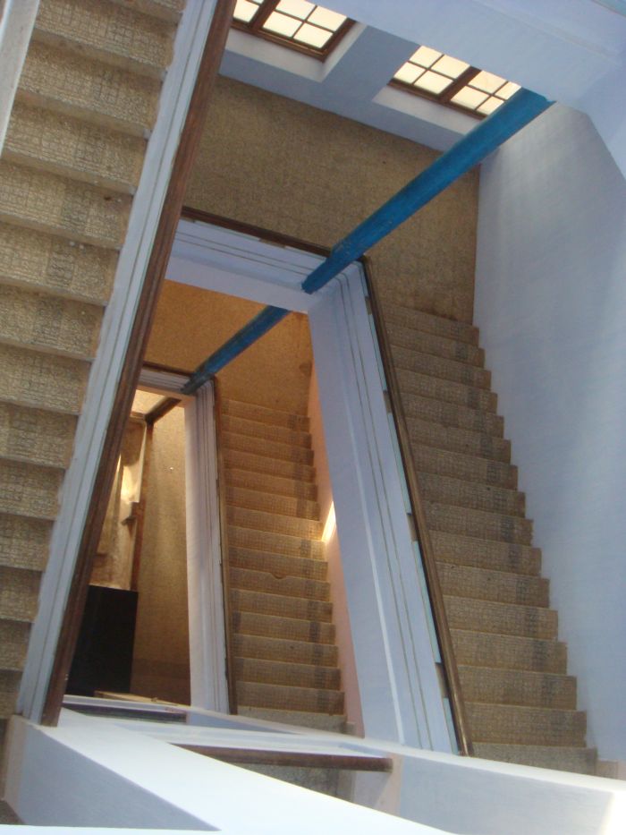 Steep stairs going up a tower